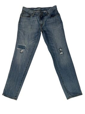 Eddie Bauer Jeans, Boyfriend Slim, Custom Patched Embroidered, Boho, Size 6